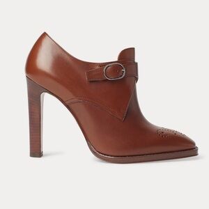 Ralph Lauren Collection Lalisa Calfskin Heeled Shoe Brown Leather size EU 38.5